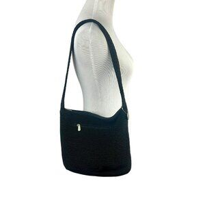 The Sak Woven Shoulder Bag Black Classic Pockets Minimalist Classic Lagenlook